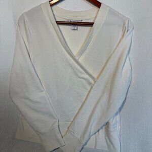 Athleta Sweatshirt Top Womens L Wrap V Neck Cotton Blend Casual Athleisure